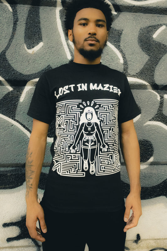“Lost in Mazier” black t-shirts
