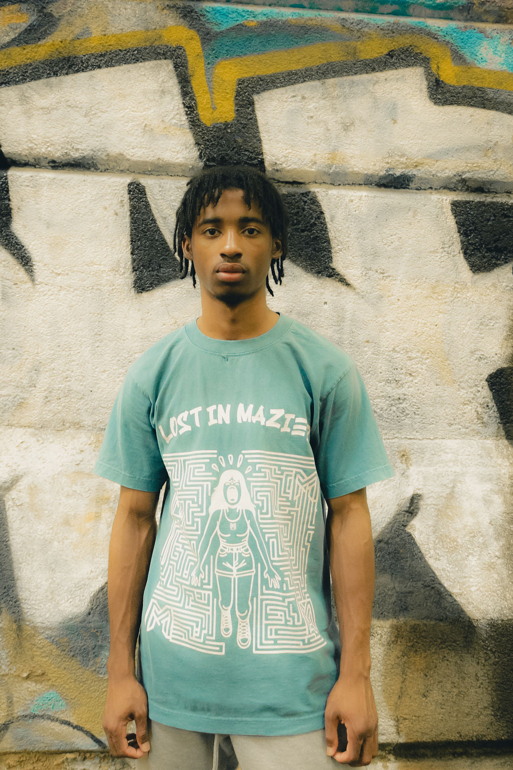 “Lost in Mazier”Denim Blue t-shirts